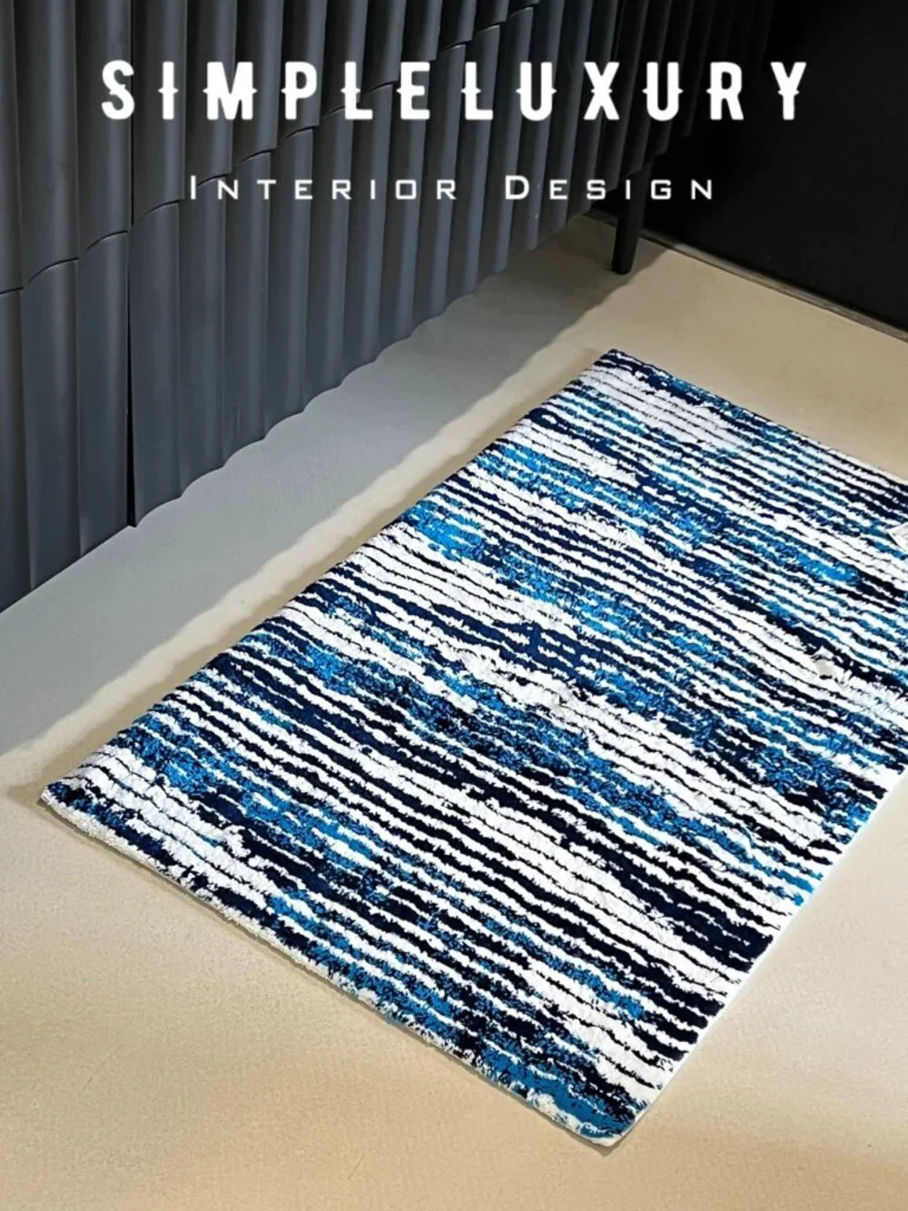 Discontinued Brand New ABYSS & HABIDECOR Jay Blue Waves Bath Rug 23